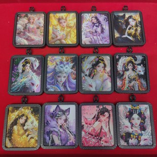 彩金唐卡小狐狸唯美吊坠九尾狐白狐随身精美男女礼品小挂件项链潮