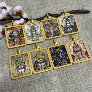 半手绘描金白鹤童子唐卡吊坠太极八卦唐卡壳手绘描金佛牌吊坠送绳