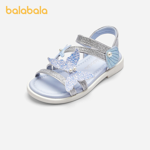 女童鞋 子2024夏季 新款 洋气甜美 巴拉巴拉儿童凉鞋 沙滩鞋 防滑低跟鞋