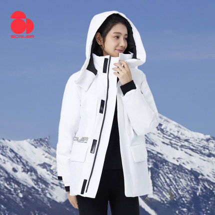 SCALER思凯乐羽绒服女中长款冬季防风派克服男防寒滑雪登山服外套