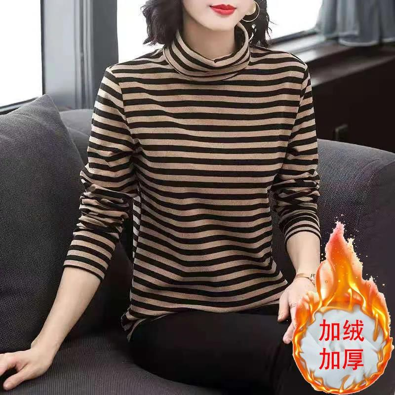 亏本特价清仓处理2023新款高领打底衫女秋冬内搭大码长袖t恤加绒