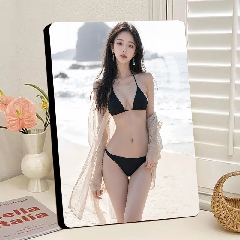 海边美女性感比基尼女神相框男人最爱的新款桌面摆台摆件挂画装饰