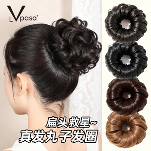 卷发丸子头假发发圈女全真发假发包古风花苞头蓬松假发圈盘发神器