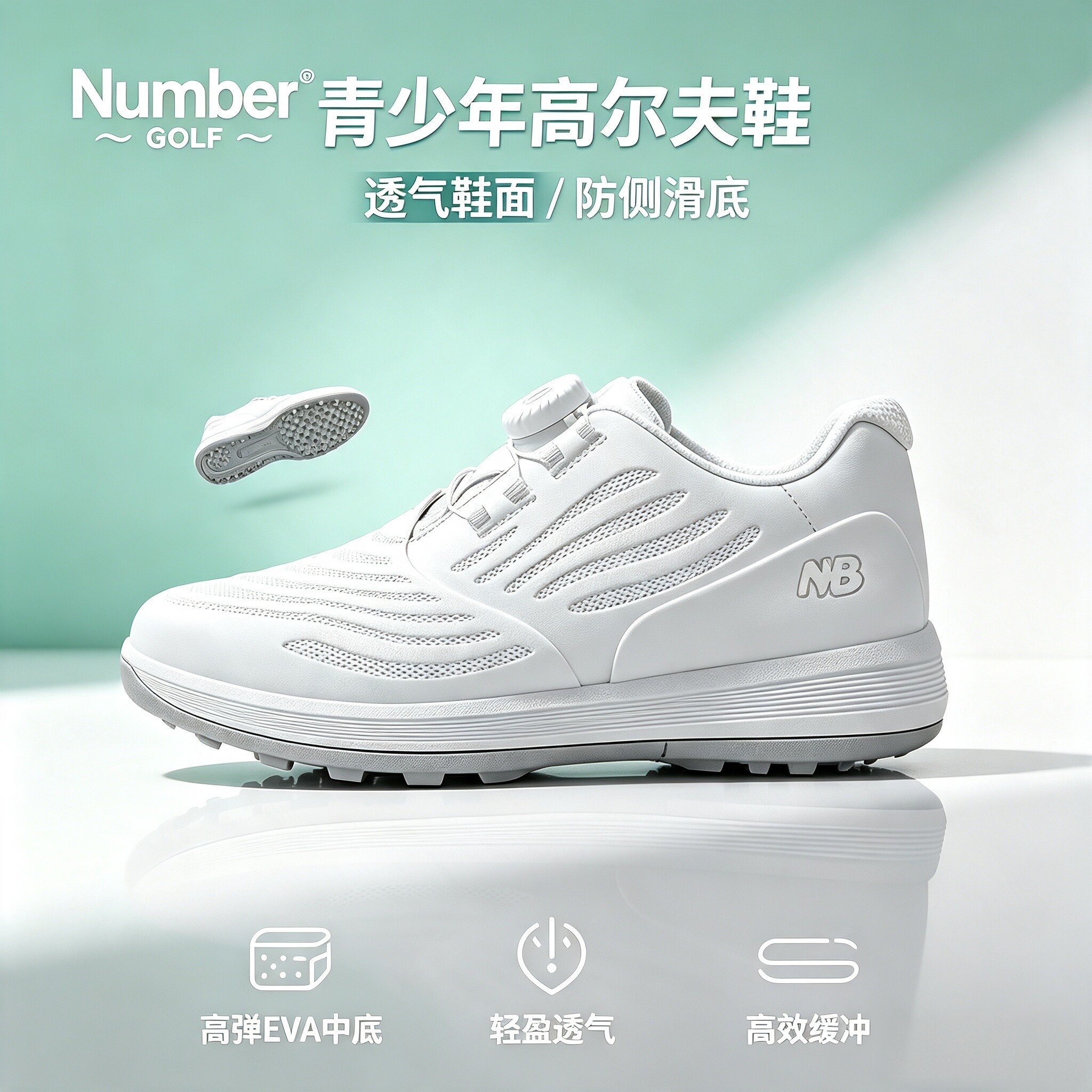 Number高尔夫球鞋儿童专业轻量舒适运动鞋青少年防滑旋钮高尔夫鞋