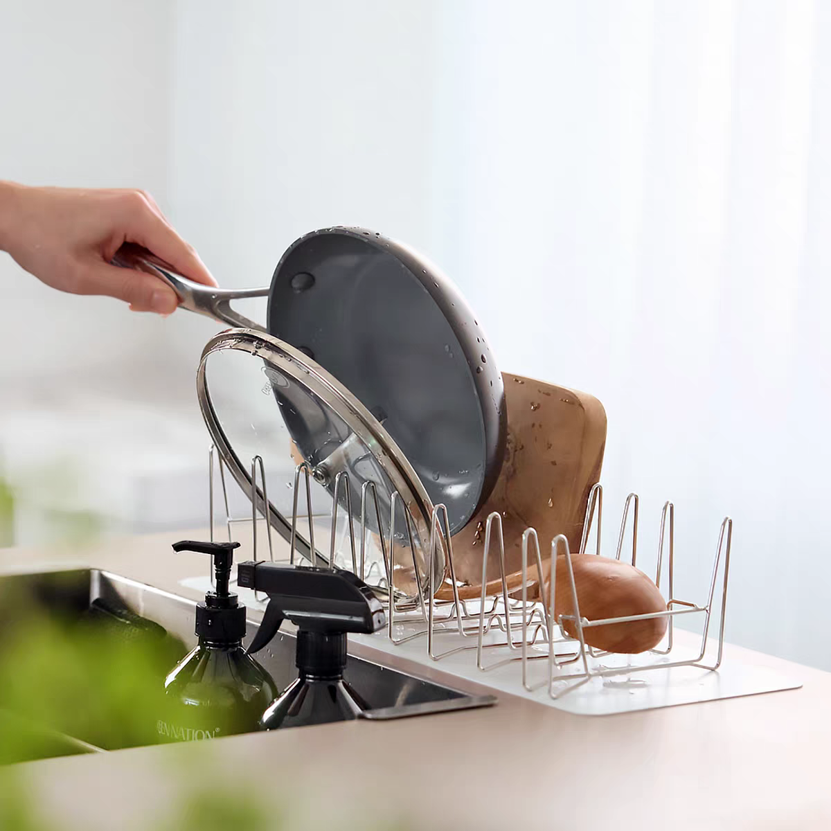 日本博主同款厨房餐具沥水架304不锈钢伸缩可折叠杯子碗盘控水架