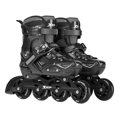 特步成人全闪可调节双芭扣轮滑鞋