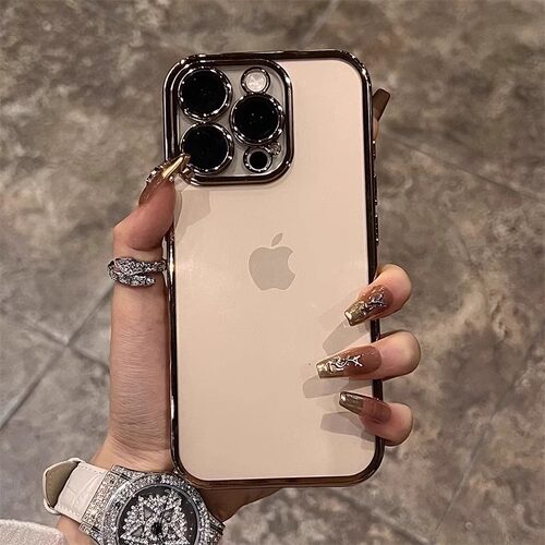 电镀沙漠金适用iPhone16手机壳苹果16Promax透明套新款15Pro镜头膜全包防摔14plus男女13pm简约12por硬11高级