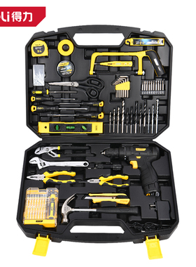 得力工具 锂电钻多功能工具套装85件家用日常手动五金维修DL1085L