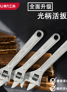 得力 活动扳手级工业级家用卫浴两用多功能 光柄活扳手8寸DL008C