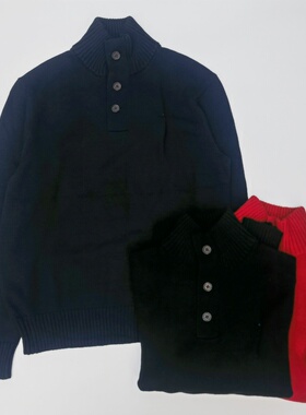 成人针织毛衣小云同小吉RL男士秋冬半高领纽扣小马仔美式棉线套衫