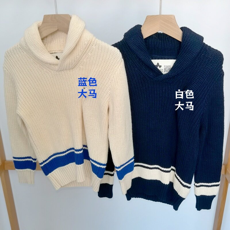 儿童针织衫 吉杼歆RL男童秋冬青果领长袖大马仔英伦学院棉线套衫