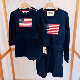 女童连衣裙 吉杼歆RL小公主秋冬圆领长袖藏青加绒休闲卫衣运动裙