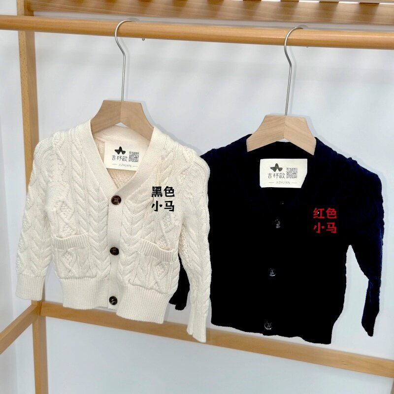 RL儿童秋冬V领长袖小马针织开衫