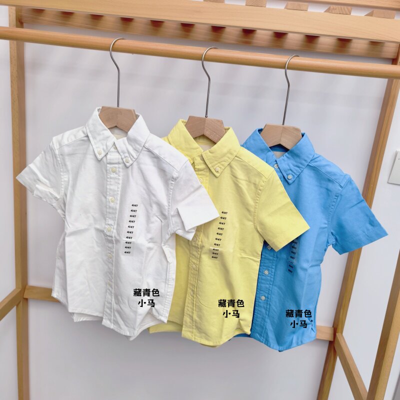 儿童夏季衬衫 吉杼歆RL男童棉麻短袖小马仔休闲英伦亲子休闲衬衣