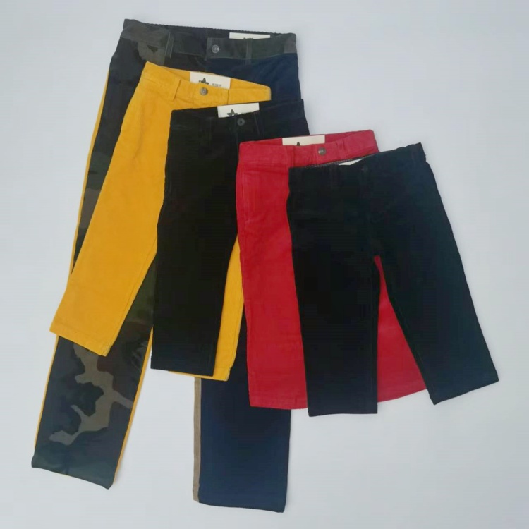 儿童冬天灯芯绒字母贴标休闲长裤