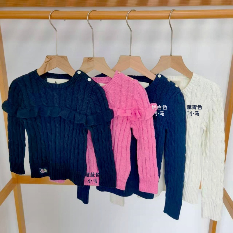 秋冬RL女童绞花小马仔棉线针织衫