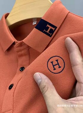 夏季男士短袖T恤新款刺绣中青年翻领POLO衫大码休闲商务男装上衣