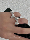 不撞款 自制小众设计蝴蝶结纯银戒指百搭高级感时髦气质开口指环