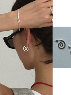 自制小众设计高级感旋转圆圈纯银耳环精致简约百搭通勤不撞款 耳饰