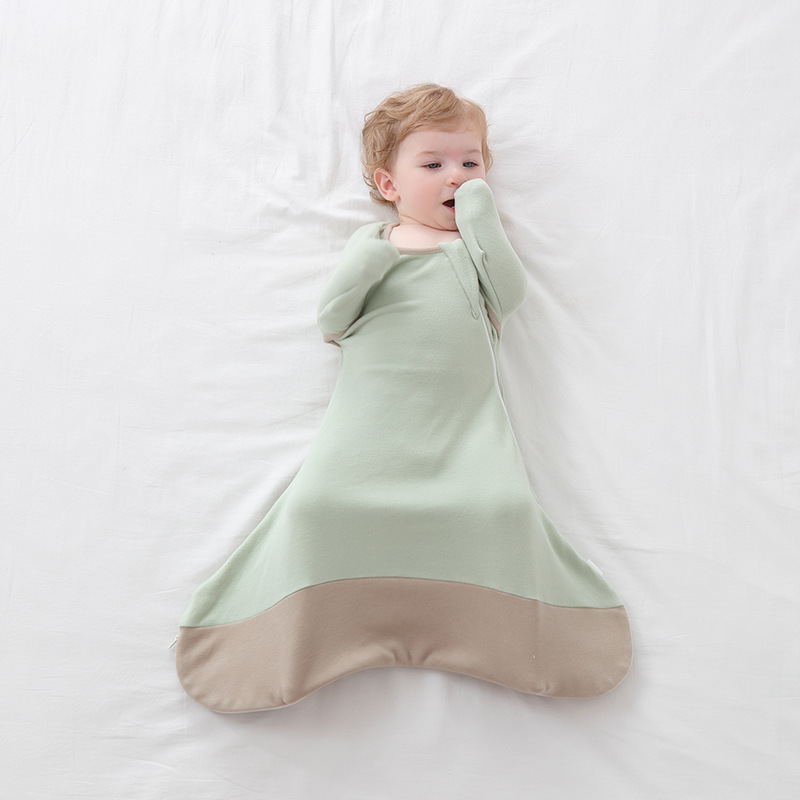 新生婴儿防惊跳睡袋秋冬德绒防踢被投降式宝宝襁褓恒温露手两用