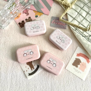 ins隐形眼镜盒简约美瞳盒创意可爱少女心伴侣护理盒子便携收纳盒