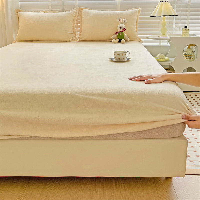 定做牛奶绒加厚床笠定制冬季加绒珊瑚绒床罩套床垫保护套床单加高