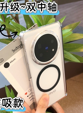 适用于vivoxfold5手机壳磁吸透明超薄防摔vivo双中轴全包背磁xfold5硬壳商务简约vivoxfold5pro高端彩边ins