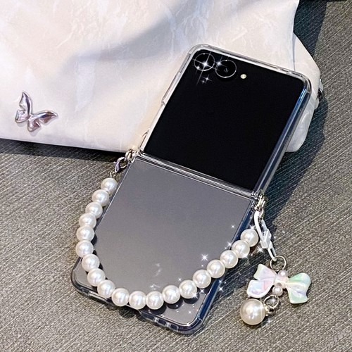 三星zflip6手机壳透明蝴蝶结链