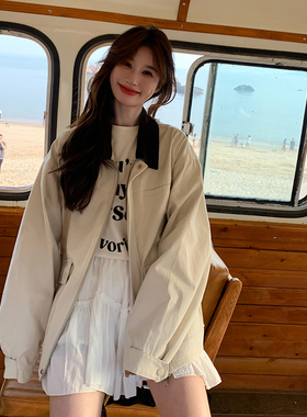 现货  撞色拼接风衣短外套HW18P135K198