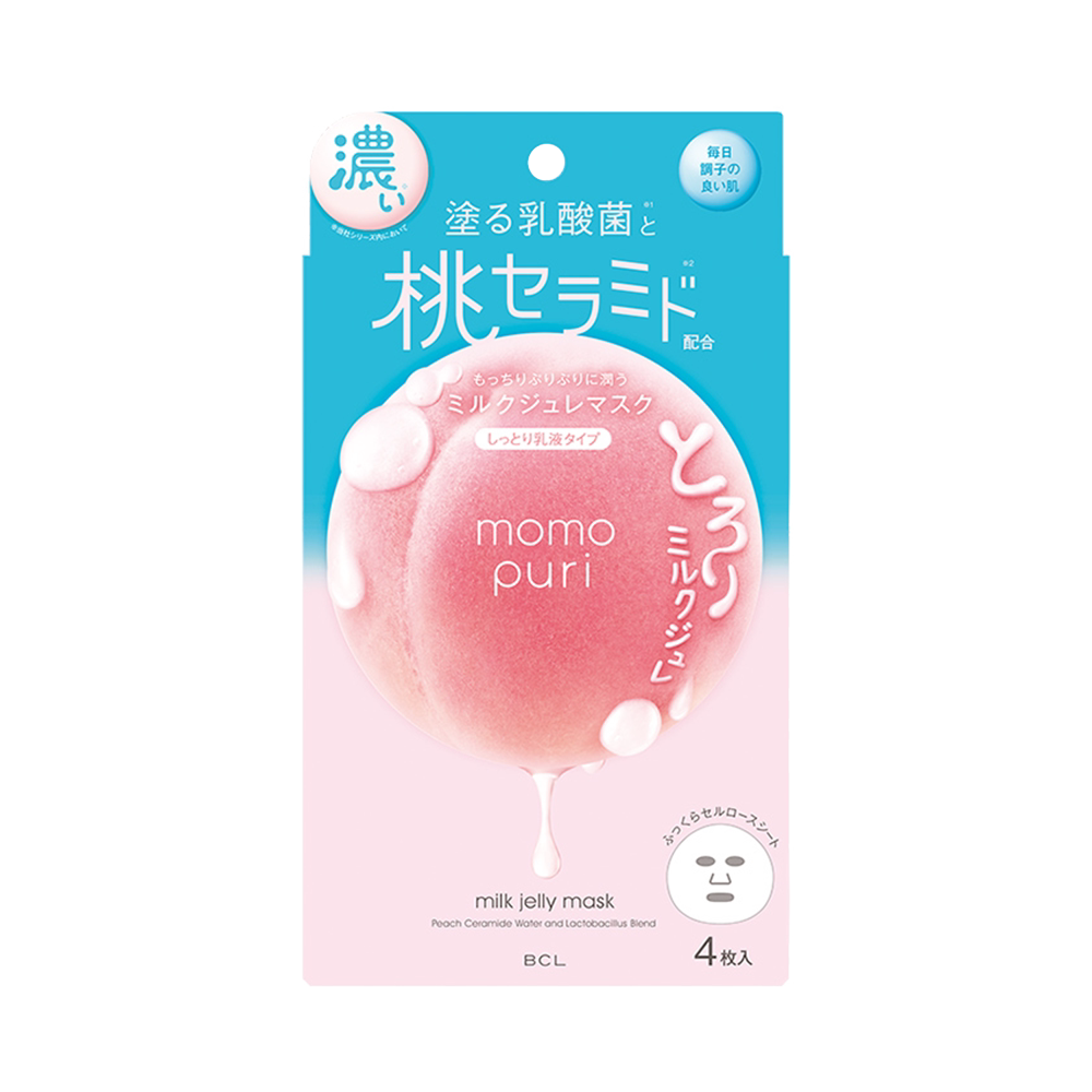 bcl momopuri 浓密滋润神经酰胺乳酸菌果冻蜜桃面膜4片保湿