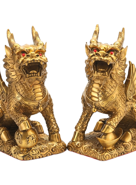 家用客厅麒麟摆件铜开业礼物摆饰