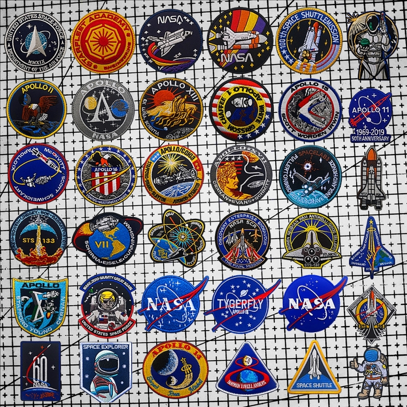 NASA臂章美国宇航局全刺绣徽章 阿波罗计划魔术贴DIY缝纫补丁布贴