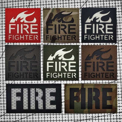 消防救火队员魔术贴徽章FIRE FIGHTER反光臂章夜光识别章背包配饰