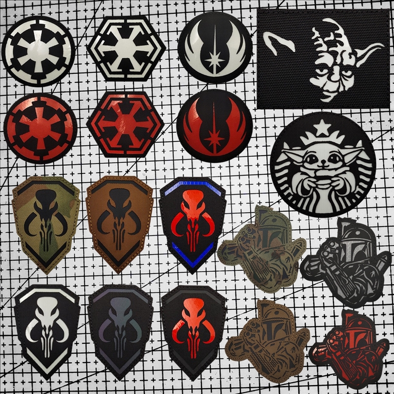 绝地武士徽章星球大战曼达洛人反光魔术贴臂章夜光士气章犹达臂章