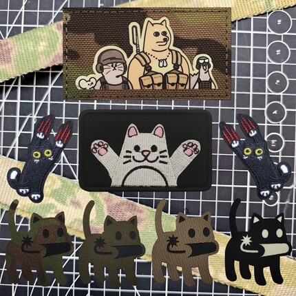 猫鼠狗鸡突击小队魔术贴徽章迷你动物臂章战术士气章个性背包贴章