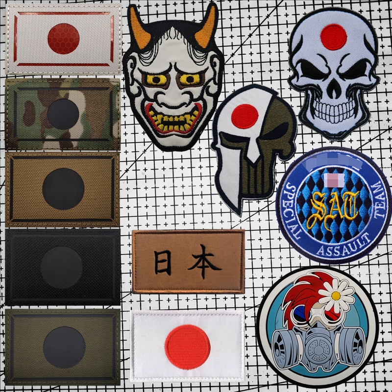 日本旗帜徽章般若夜光魔术贴臂章彩虹六号IR反光士气章户外背包贴