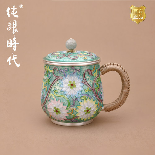 纯银时代手工七宝烧纯银茶杯