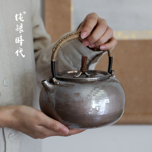 纯银时代足银日式烧水壶厚重古朴