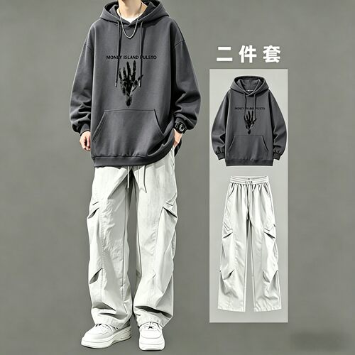 秋冬男生连帽卫衣运动套装