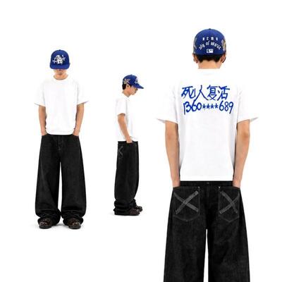 jmhomme美式街舞hiphop嘻哈西海岸Battle涂鸦宽松大码bboy短袖T恤
