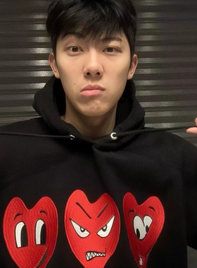 jmhomme秋冬季连帽衫保暖卫衣加绒宽松韩版青少年套头外套港风潮