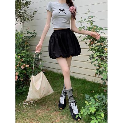 小众设计感白色短裙高腰