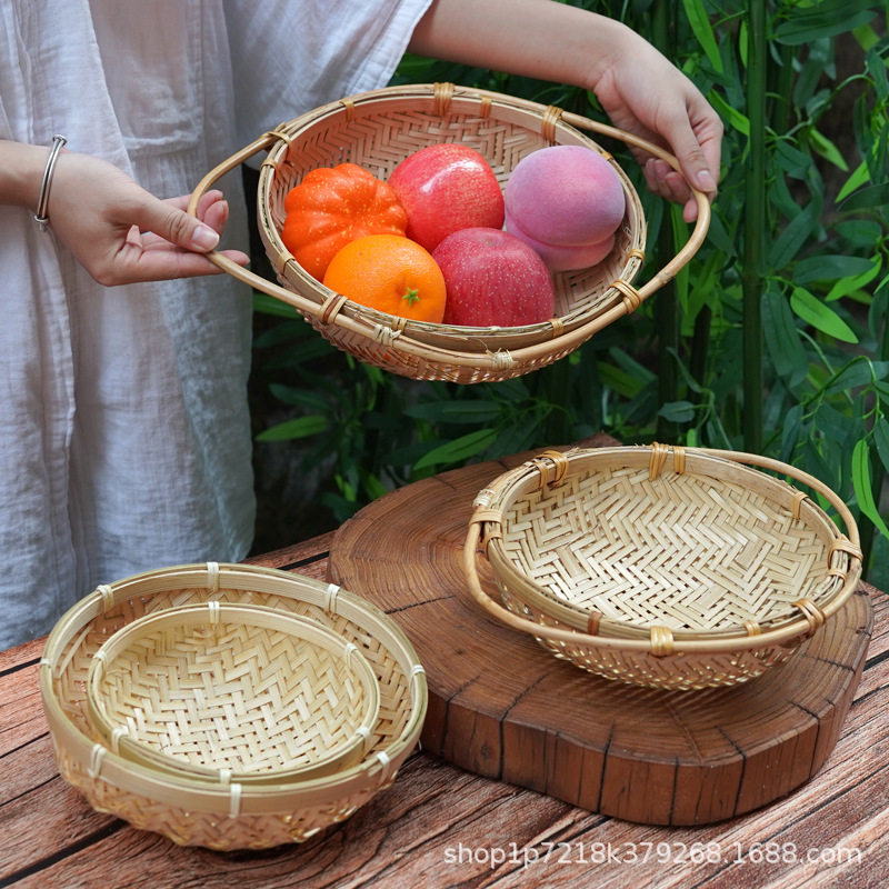 竹编篮家用纯手工厨房竹编双耳把手有孔淘米沥水篮民宿零食水果篮,特色手工艺,竹编/竹雕,淘宝优惠券,粉丝福利购,淘宝优惠卷