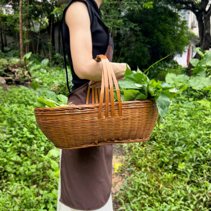 竹编菜篮子手工家用鸡蛋水果收纳篮农家蔬菜复古大容量手提篮摆件,特色手工艺,竹编/竹雕,淘宝优惠券,粉丝福利购,淘宝优惠卷