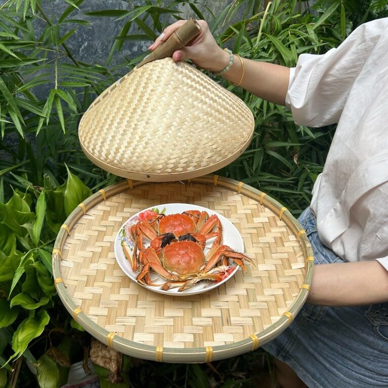 锅盖盖子竹草帽家用砂锅把手罩子盖特色竹节餐厅上桌装饰竹编菜盖,特色手工艺,竹编/竹雕,淘宝优惠券,粉丝福利购,淘宝优惠卷