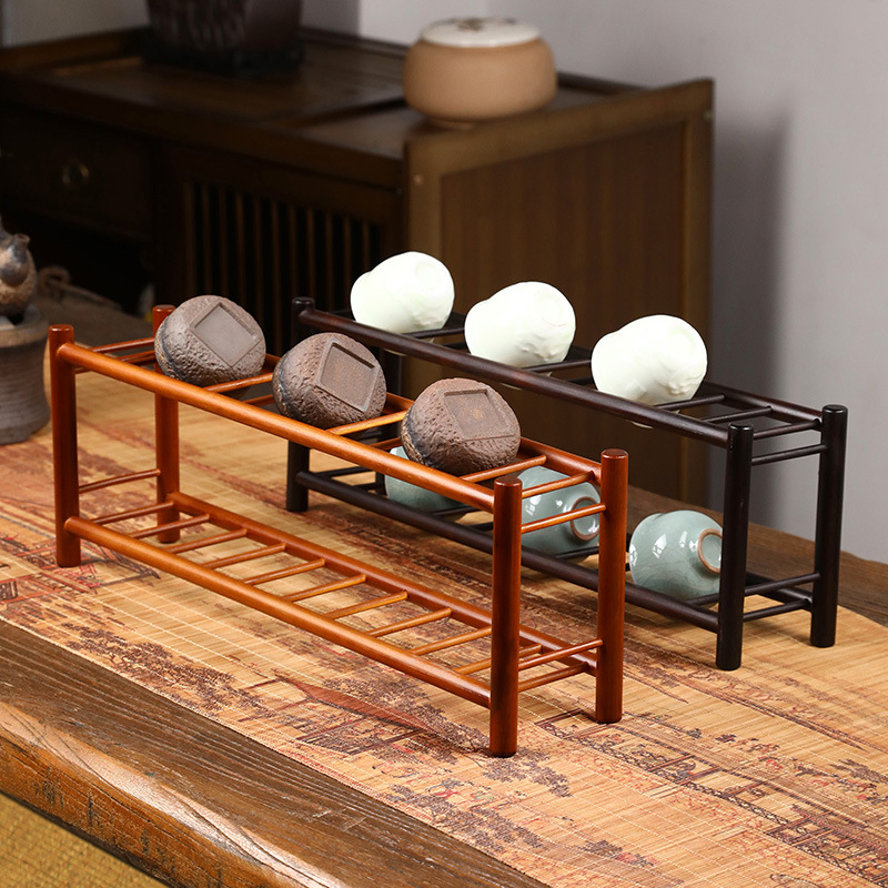 竹制双层杯架茶节节高沥水架茶具