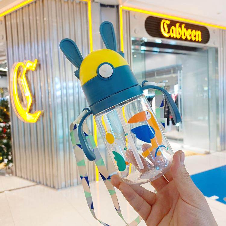 新款儿261童塑料吸杯幼儿园弹跳柄背两用水手杯带宝宝管学饮水壶
