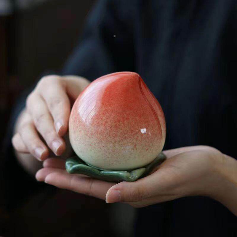 桃子茶叶罐喜糖罐小具号古风创意陶瓷子密罐封糖10罐果茶普洱茶罐