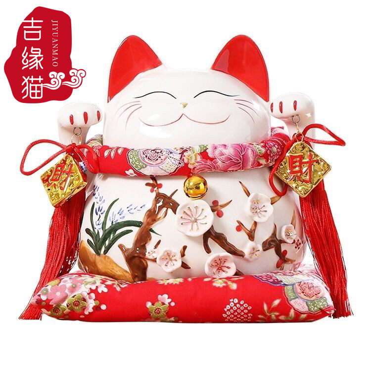 国潮宫廷陶瓷大号招财猫存钱储蓄罐摆件家居店铺收银台开业礼品