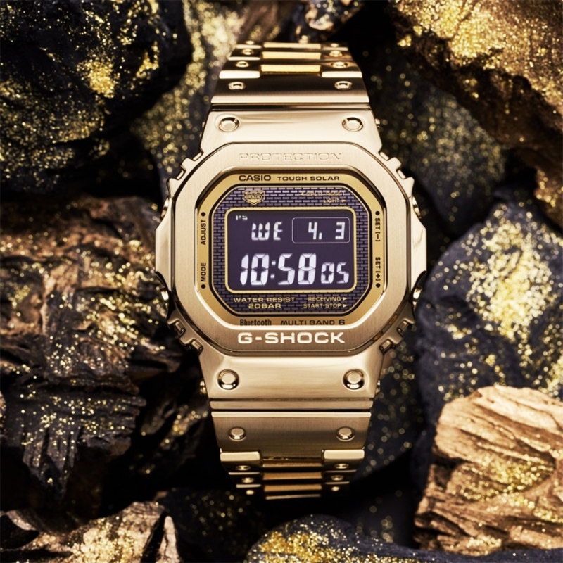 王鹤棣同款casio卡西欧小金块男士gmw-b5000金银小方块手表gshock